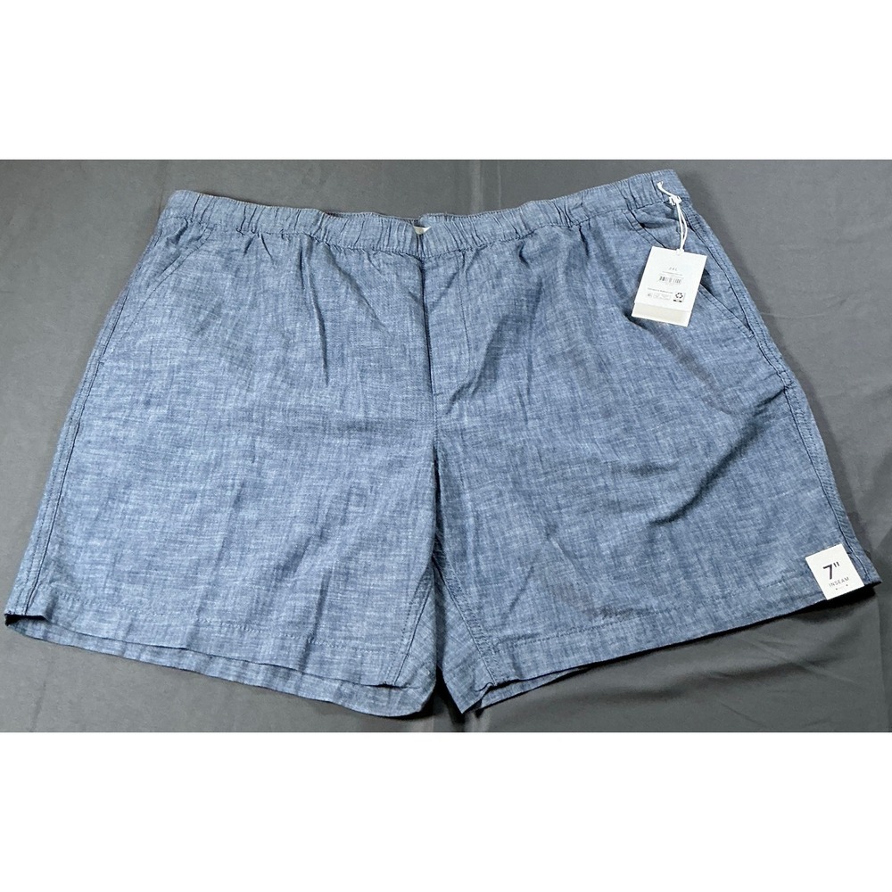 Free Assembly Mens Chambray Pull On Shorts Blue 2XL FAMW800197SP25 New